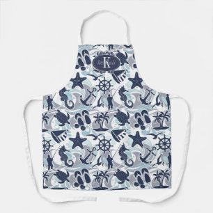 Nautical Beach Pattern Navy ID839 Schürze