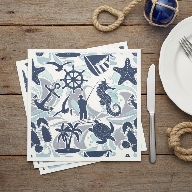 Nautical Beach Pattern Navy ID839 Serviette (Von Creator hochgeladen)