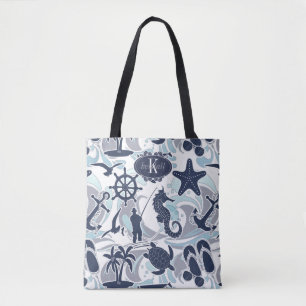 Nautical Beach Pattern Navy ID839 Tote Bag Tasche