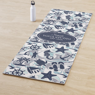Nautical Beach Pattern Navy ID839 Yogamatte