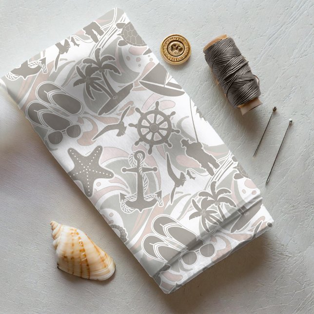 Nautical Beach Pattern Taupe ID839 Stoff (Von Creator hochgeladen)