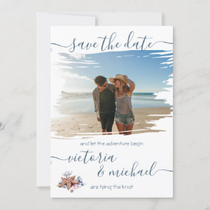 Nautical Beach Photo Sauvez la date Invitation