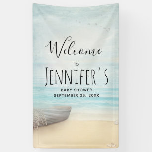 Nautical Beach Scene Baby Dusche Banner