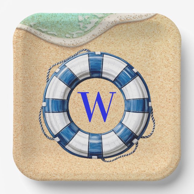 Nautical Beach Theme Pappteller (Vorderseite)