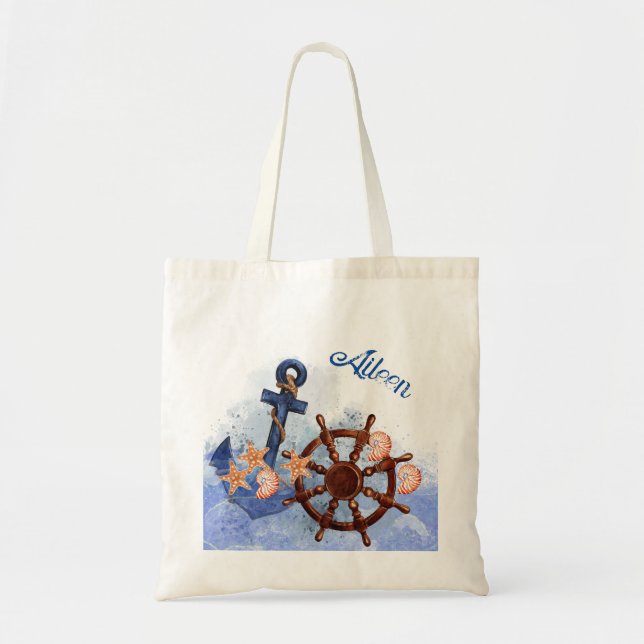 Nautical Beach Wedding Bridesmaid-Geschenk Tragetasche (Vorne)