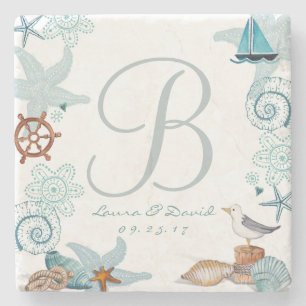 Nautical Beach Wedding   Untersetzer aus benutzerd