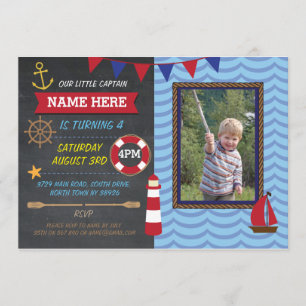 Nautical Birthday Party Foto Sailor Boats Einladun Einladung