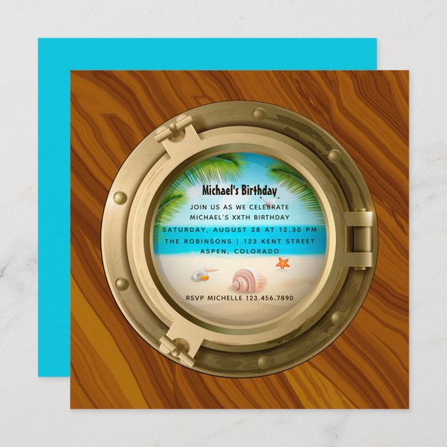 Nautical Birthday Party Invitation (Devant / Derrière)