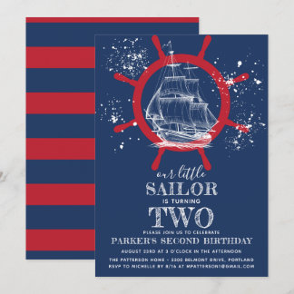 Nautical Birthday Sailor Blue Einladung