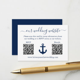 Nautical Blue Anchor 2 QR UAWG Details Hochzeit Begleitkarte