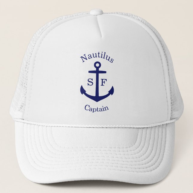 Nautical Blue Anchor Custom Truckerkappe (Vorderseite)