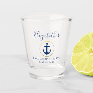 Nautical Blue Anchor Gold Ring Junggeselinnen-Absc Schnapsglas