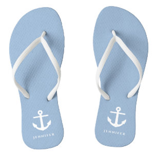 Nautical Blue Anchor Individuelle Name Flip Flops