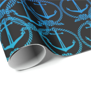Nautical Blue Anchor Motif Geschenkpapier