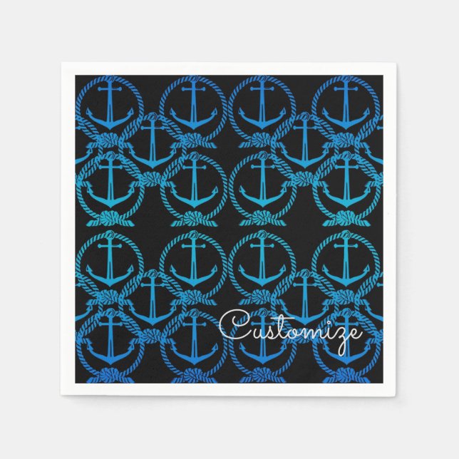 Nautical Blue Anchor Motif Serviette (Vorderseite)