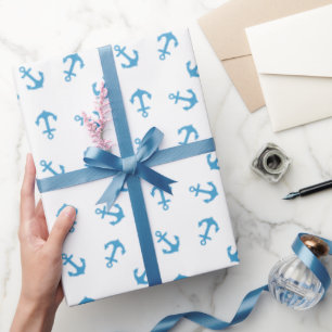Nautical Blue Anchor Sea Party Geschenkpapier