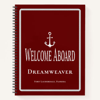 Nautical Blue Anchor Willkommen im Schiff Name Notizbuch