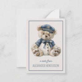 Nautical Blue Baby Bear Personalisiert Mitteilungskarte