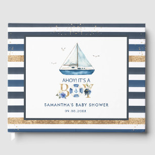Nautical Blue Boat Ahoy Es ist eine Baby-Dusche Gästebuch