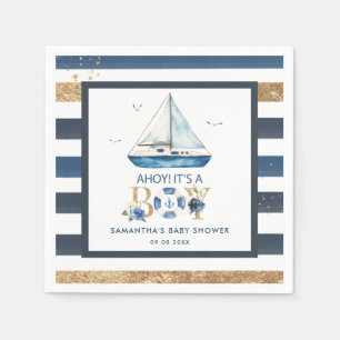 Nautical Blue Boat Ahoy Es ist eine Baby-Dusche Serviette