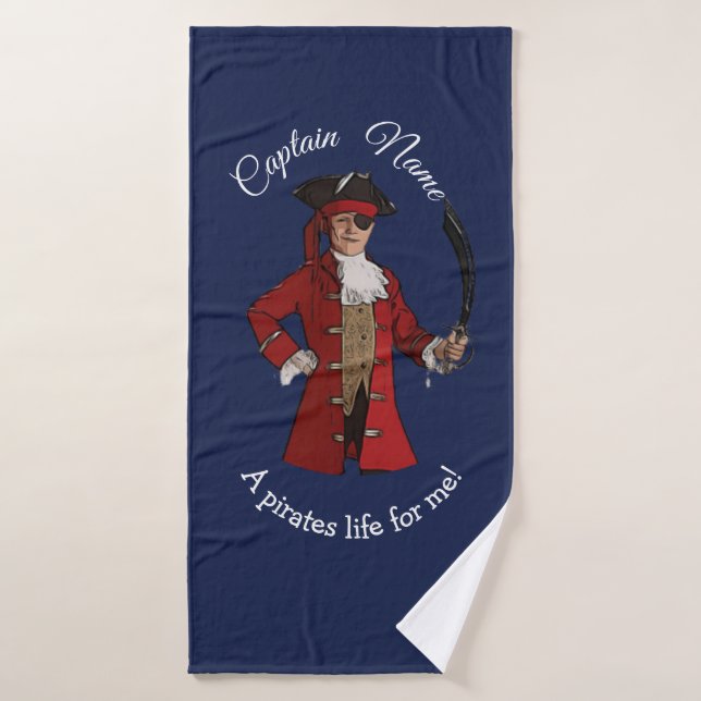 Nautical Blue Boy Pirate (Serviette de bain)