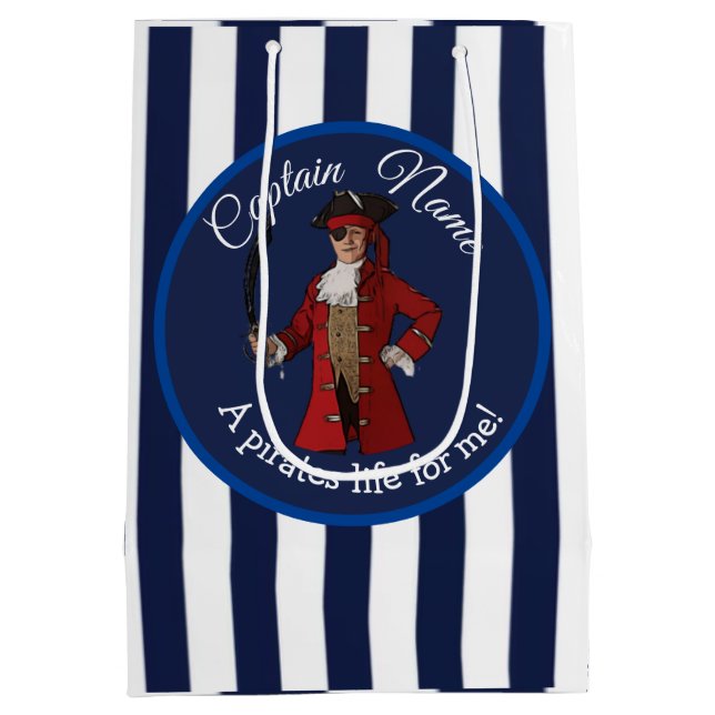 Nautical Blue Boy Pirate Mittlere Geschenktüte (Rückseite)