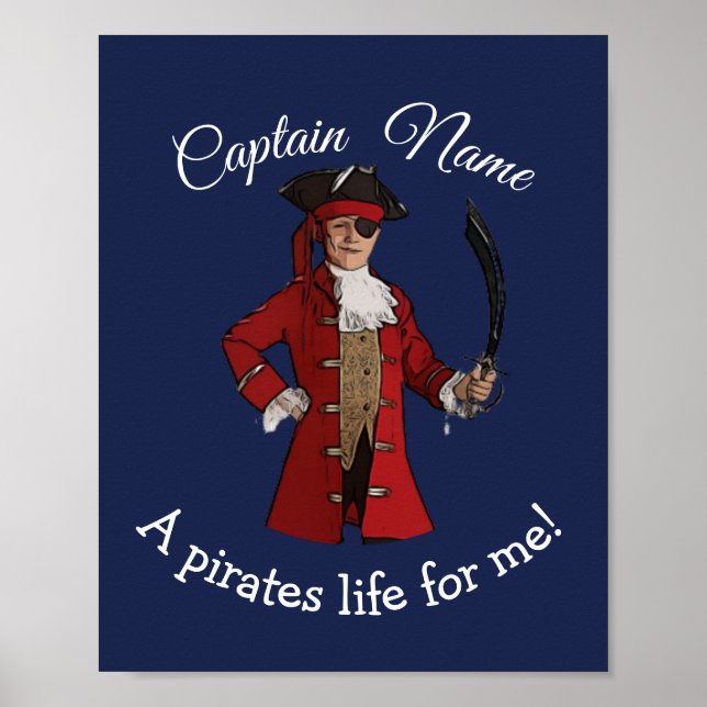 Nautical Blue Boy Pirate Poster (Vorne)