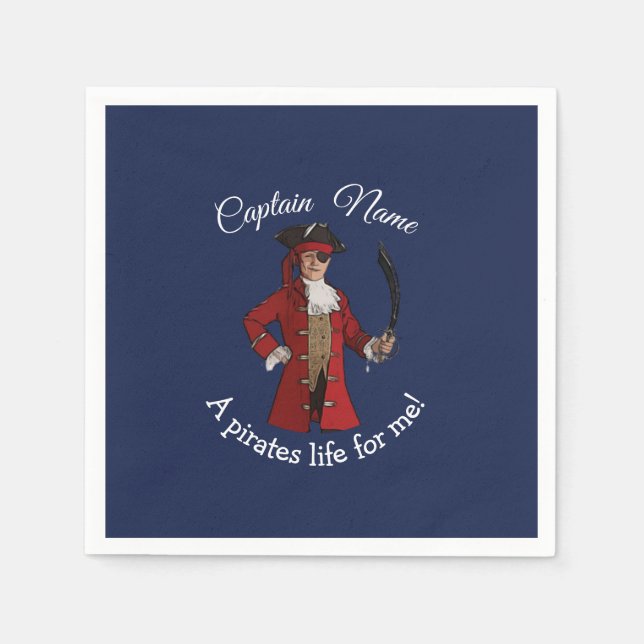 Nautical Blue Boy Pirate Serviette (Vorderseite)