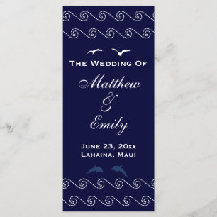 Nautical Blue Ocean Waves Programme de mariage