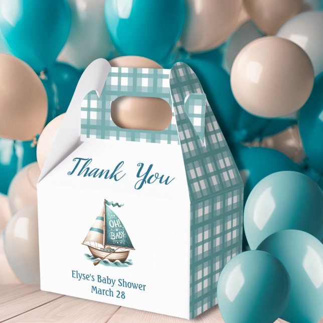 Nautical Blue "Oh, Baby" Baby Dusche Geschenkboxen Geschenkschachtel (Nautical "Oh,Baby" Baby Shower Thank You Gift Box)