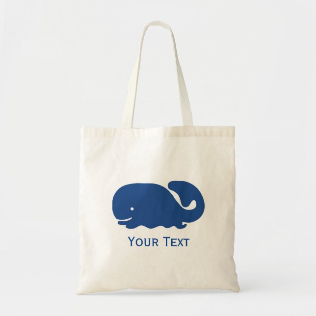 Nautical Blue Preppy Whale Personalisiert Tragetasche (Vorne)