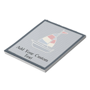 Nautical Blue, Red, Creme Sailboat Custom Notizblock