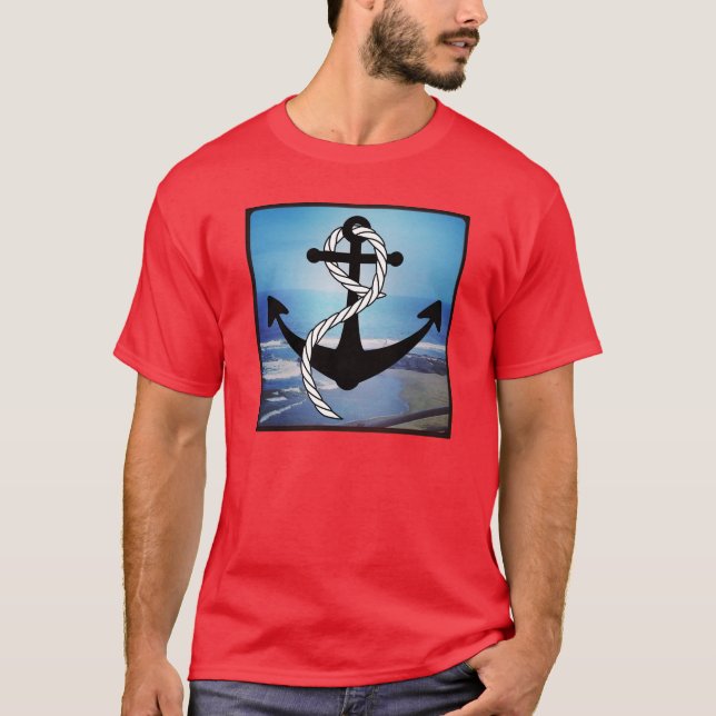 Nautical Blue Seashore Men's Red T - Shirt (Vorderseite)