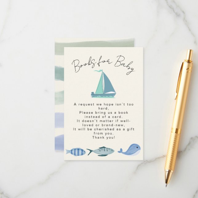 Nautical Blue Vooks For Baby Simple Boy´s Shower Begleitkarte (Vorderseite/Rückseite Beispiel)