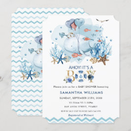 Nautical Blue Whale Ahoy Es ist eine Baby-Dusche Einladung