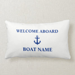Nautical Blue Willkommenszeichen an Bord Name Weiß Lendenkissen