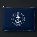 Nautical Boat Anchor and Name Custom Cruise Zubehörtasche<br><div class="desc">Add your boat name and dock by clicking the "Personalize" button above. Set sail in style with our custom nautical-themed boating swag. The Accessory Pouch boasts a cute design inspired by the ocean's wonders, featuring classic maritime motifs such as an anchor and rope. Whether you're cruising along the coast or...</div>