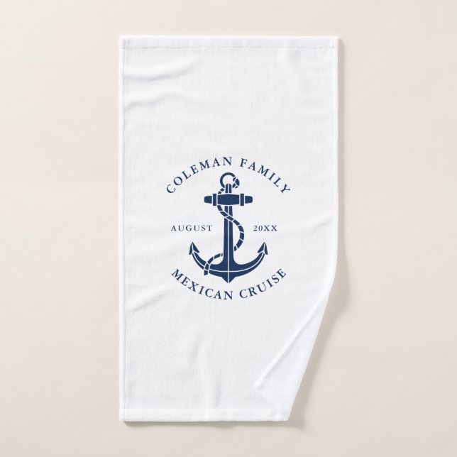 Nautical Boat Anchor Family Cruise Trip (Serviette à main)