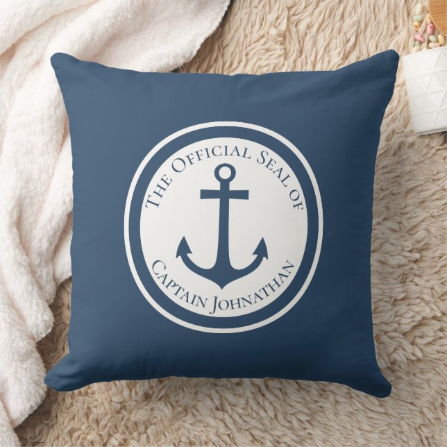 Nautical Boat Anchor Name des Kapitäns Kissen (Decke)