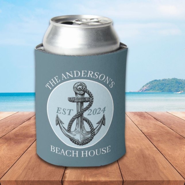 Nautical Boat Beach House Anchor Familienname Est Dosenkühler (Nautical Boat Beach House Anchor Family Name Est Can Cooler)