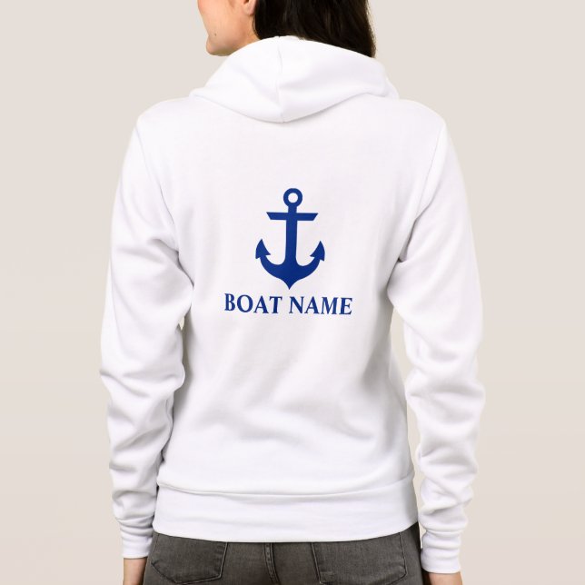Nautical Boat Name Ancre White W Sweat - shirt à c (Dos)