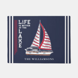 Nautical Boat Navy Blue Life ist besser am See Fußmatte