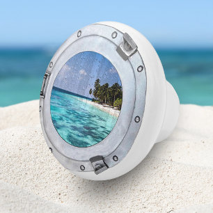 Nautical Boat Porthole Tropical Beach Ocean Keramikknauf