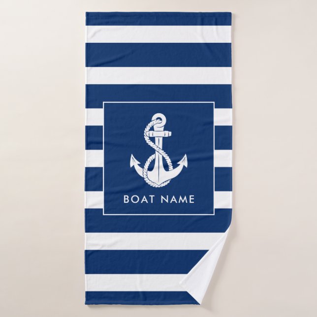 Nautical Boat Swag White Anchor Custom Badehandtuch (Badehandtuch)