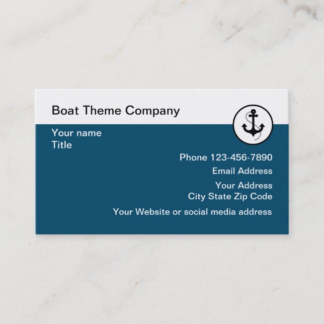 Nautical Boat Theme Visitenkarte (Vorderseite)
