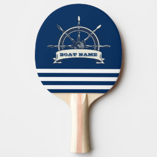 Nautical Boat Wheel, Navy Blue Streifen Tischtennis Schläger