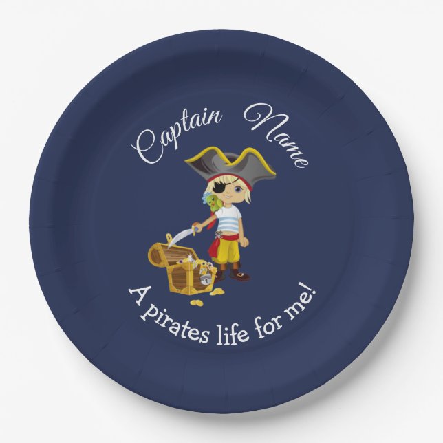 Nautical Boy Party Pirate Pappteller (Vorderseite)