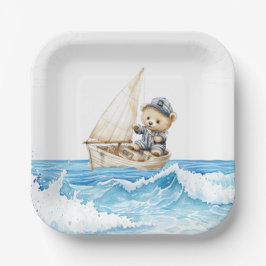 Nautical Boy Sailor Teddy Bears Baby Dusche Pappteller