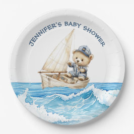 Nautical Boy Sailor Teddy Bears Baby Dusche Pappteller