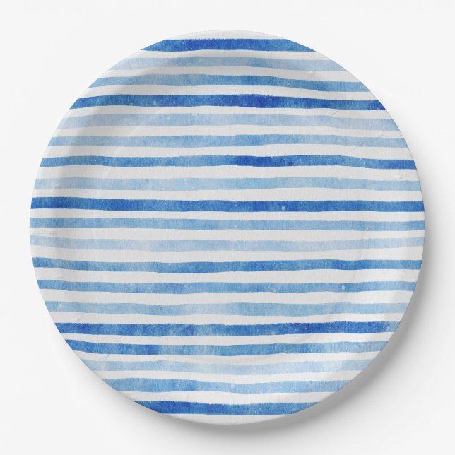 Nautical Boy Sailor Teddy Bears Stripe Babydusche Pappteller (Vorderseite)